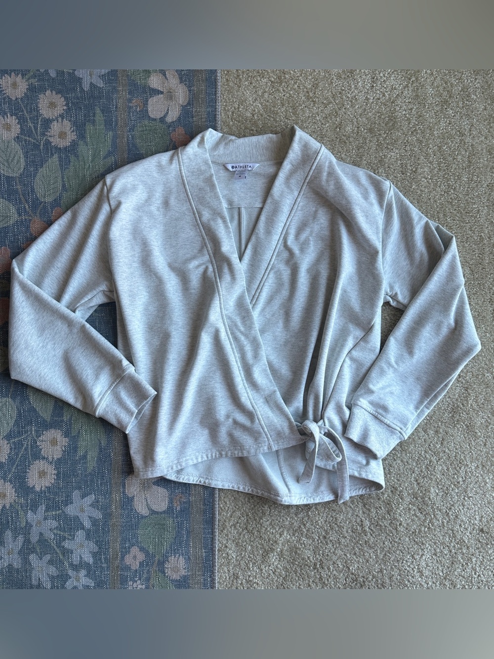 Athleta Light Gray Wrap Tie-Front Cardigan